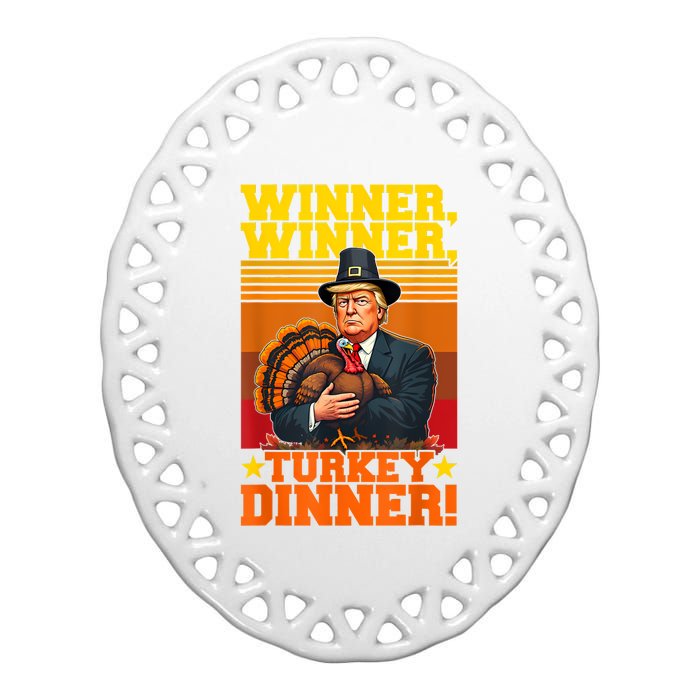 Funny Trump Winner Winner Turkey Dinner Thanksgiving Humor Ceramic Oval Ornament