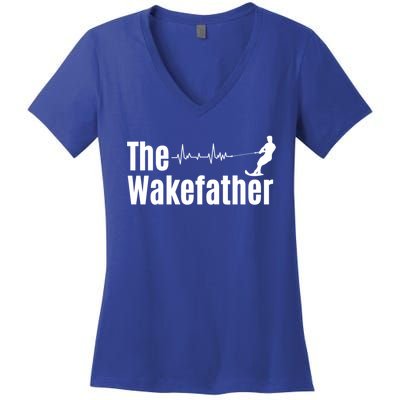 Funny The Wake Father Heartbeat Wakeboard Lover Funny Gift Cool Gift Women's V-Neck T-Shirt