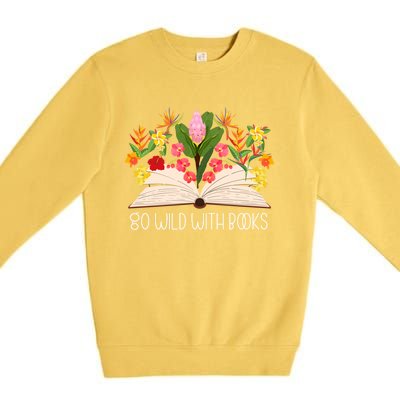 Flower Teacher Wildflower Summer Floral Book Lover Gift Premium Crewneck Sweatshirt