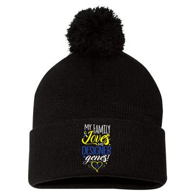 Family T21 World Down Syndrome Awareness Day Pom Pom 12in Knit Beanie
