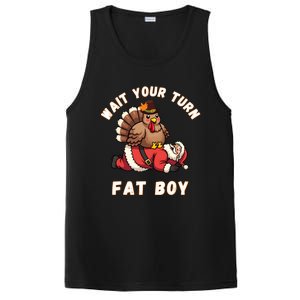 Funny Thanksgiving Wait Your Turn Fat Funny Santa Turkey Gift PosiCharge Competitor Tank