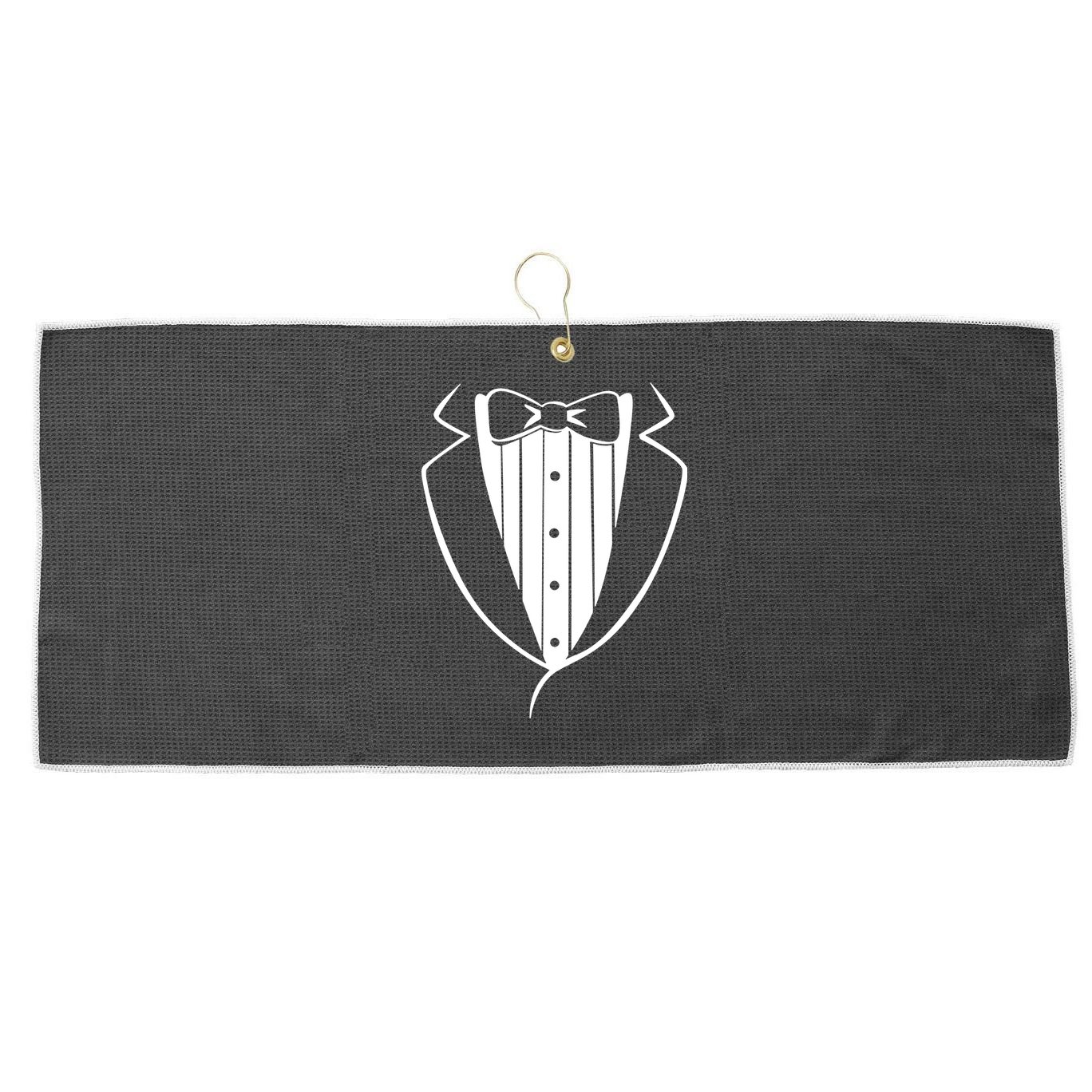 Fake Tuxedo White Large Microfiber Waffle Golf Towel