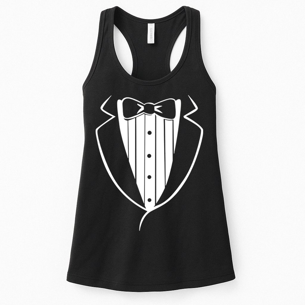 Fake Tuxedo White Womens Tank Top