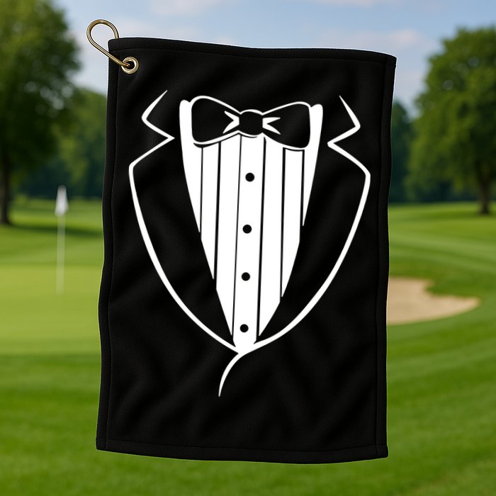 Fake Tuxedo White Golf Towel