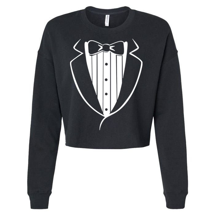 Fake Tuxedo White Cropped Pullover Crew