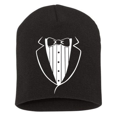 Fake Tuxedo White Short Acrylic Beanie
