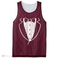 Fake Tuxedo White Mesh Reversible Basketball Jersey Tank