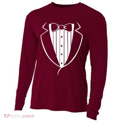Fake Tuxedo White Cooling Performance Long Sleeve Crew