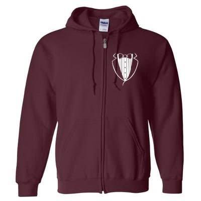 Fake Tuxedo White Full Zip Hoodie