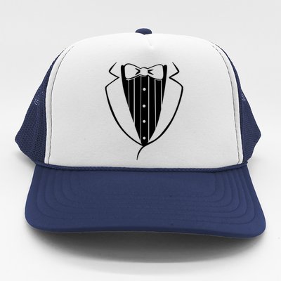 Fake Tuxedo White Trucker Hat