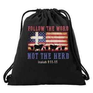 Follow The Word Not The Herd Christian Faith Design Drawstring Bag