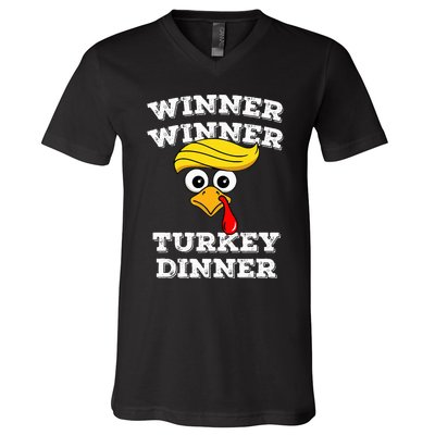 Funny Trump Winner Winner Turkey Dinner Thanksgiving Humor V-Neck T-Shirt