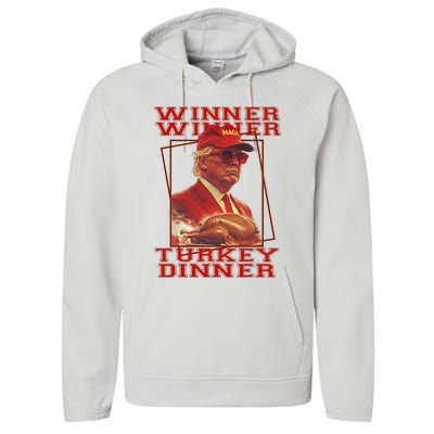 Funny Trump Winner Winner Turkey Dinner Thanksgiving Humor Performance Fleece Hoodie