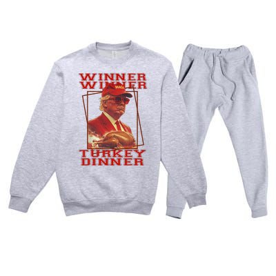 Funny Trump Winner Winner Turkey Dinner Thanksgiving Humor Premium Crewneck Sweatsuit Set