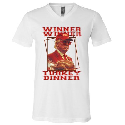 Funny Trump Winner Winner Turkey Dinner Thanksgiving Humor V-Neck T-Shirt