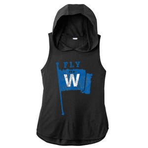 Fly The W Chicago Baseball Winning Flag Ladies PosiCharge Tri-Blend Wicking Draft Hoodie Tank