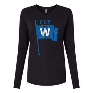 Fly The W Chicago Baseball Winning Flag Womens Cotton Relaxed Long Sleeve T-Shirt