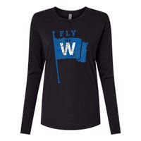 Fly The W Chicago Baseball Winning Flag Womens Cotton Relaxed Long Sleeve T-Shirt