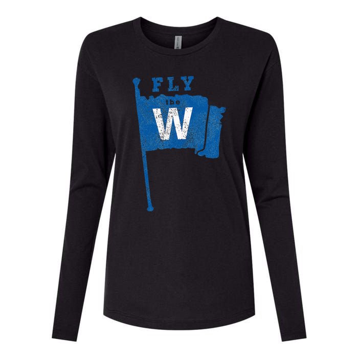 Fly The W Chicago Baseball Winning Flag Womens Cotton Relaxed Long Sleeve T-Shirt