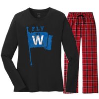 Fly The W Chicago Baseball Winning Flag Women's Long Sleeve Flannel Pajama Set 