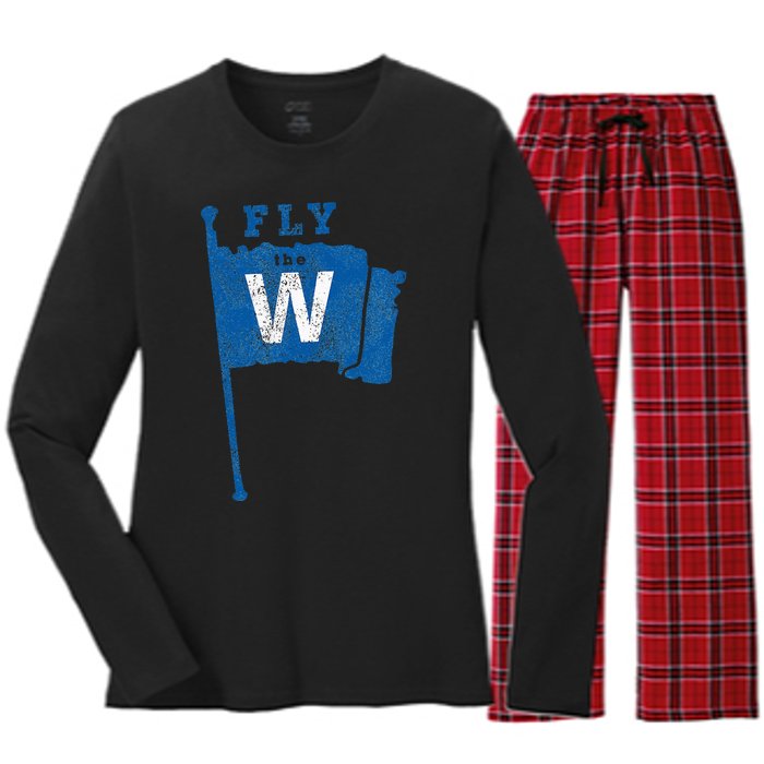 Fly The W Chicago Baseball Winning Flag Women's Long Sleeve Flannel Pajama Set 