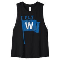 Fly The W Chicago Baseball Winning Flag Women's Racerback Cropped Tank