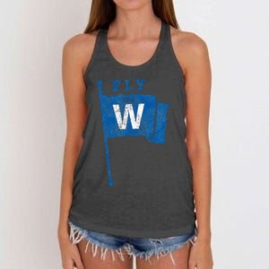 Fly The W Chicago Baseball Winning Flag Women's Knotted Racerback Tank