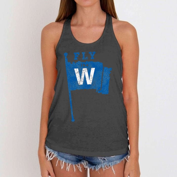 Fly The W Chicago Baseball Winning Flag Women's Knotted Racerback Tank