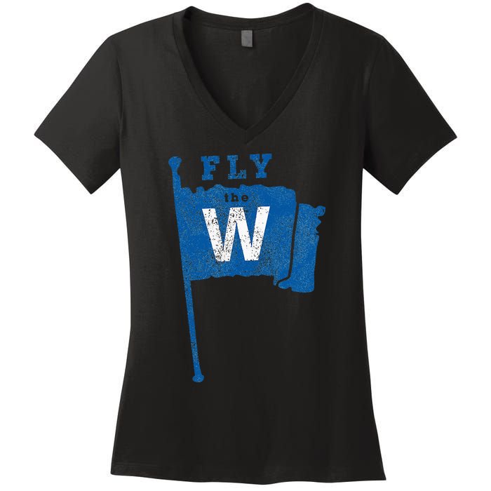 Fly The W Chicago Baseball Winning Flag Women's V-Neck T-Shirt