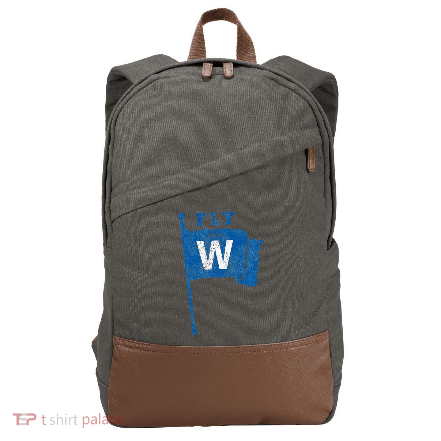 Fly The W Chicago Baseball Winning Flag Cotton Canvas Backpack
