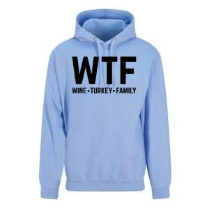 Funny Thanksgiving Wtf Wine Turkey Family Gift Unisex Surf Hoodie