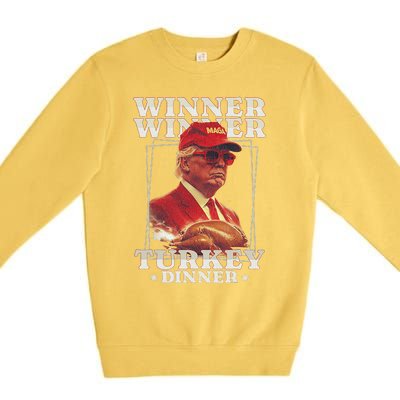 Funny Trump Winner Winner Turkey Dinner Thanksgiving Premium Crewneck Sweatshirt