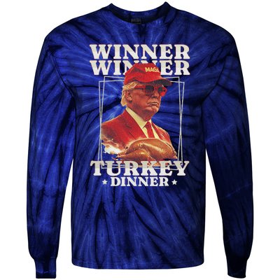 Funny Trump Winner Winner Turkey Dinner Thanksgiving Tie-Dye Long Sleeve Shirt