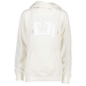 Fly The W Chicago Baseball Winning Flag Womens Funnel Neck Pullover Hood