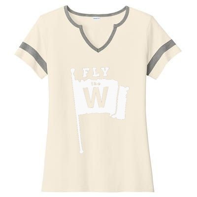 Fly The W Chicago Baseball Winning Flag Ladies Halftime Notch Neck Tee