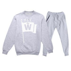 Fly The W Chicago Baseball Winning Flag Premium Crewneck Sweatsuit Set