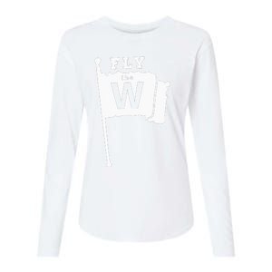 Fly The W Chicago Baseball Winning Flag Womens Cotton Relaxed Long Sleeve T-Shirt