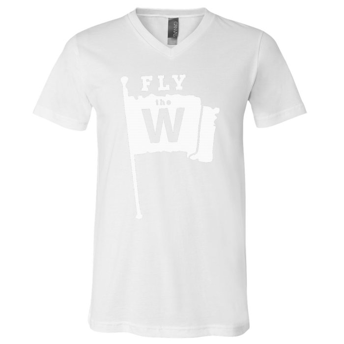 Fly The W Chicago Baseball Winning Flag V-Neck T-Shirt