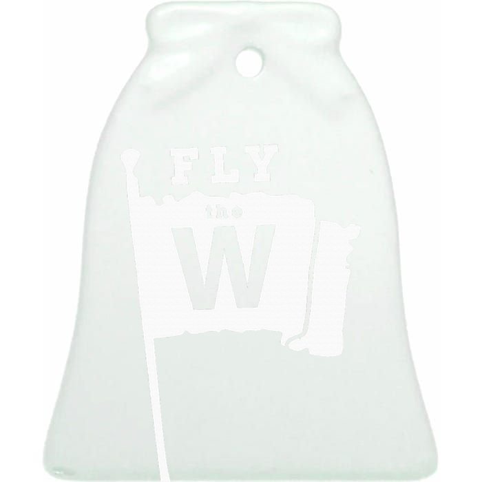 Fly The W Chicago Baseball Winning Flag Ceramic Bell Ornament