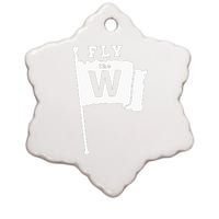 Fly The W Chicago Baseball Winning Flag Ceramic Star Ornament