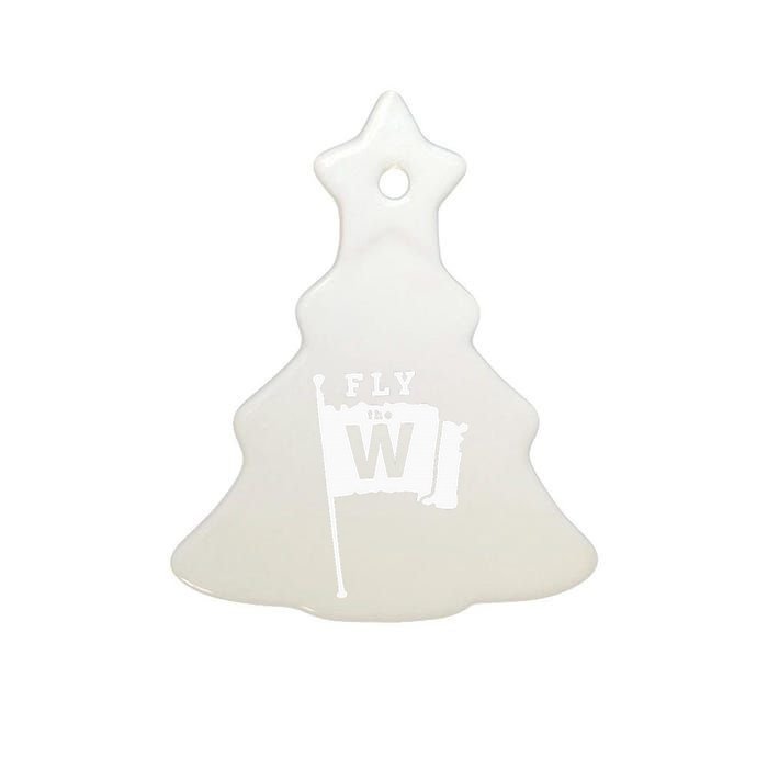 Fly The W Chicago Baseball Winning Flag Ceramic Tree Ornament