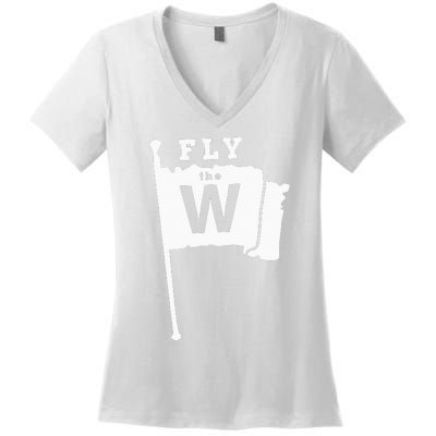 Fly The W Chicago Baseball Winning Flag Women's V-Neck T-Shirt