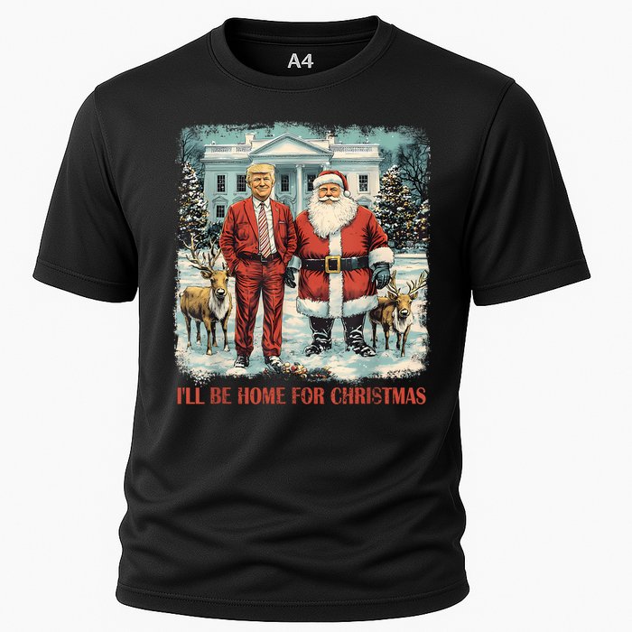 Funny Trump Xmas Santa ILl Be Home For Christmas Costume Cooling Performance Crew T-Shirt