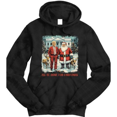 Funny Trump Xmas Santa ILl Be Home For Christmas Costume Tie Dye Hoodie