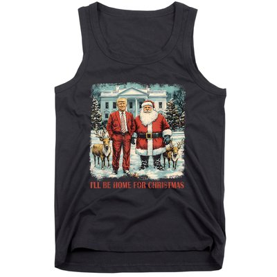 Funny Trump Xmas Santa ILl Be Home For Christmas Costume Tank Top