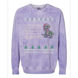 Funny Trex Xmas Santa Dinosaur Christmas Gift Colorblast Crewneck Sweatshirt