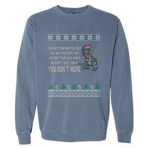 Funny Trex Xmas Santa Dinosaur Christmas Gift Garment-Dyed Sweatshirt