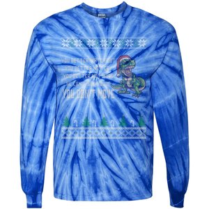 Funny Trex Xmas Santa Dinosaur Christmas Gift Tie-Dye Long Sleeve Shirt