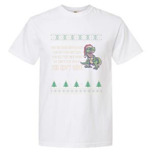 Funny Trex Xmas Santa Dinosaur Christmas Gift Garment-Dyed Heavyweight T-Shirt