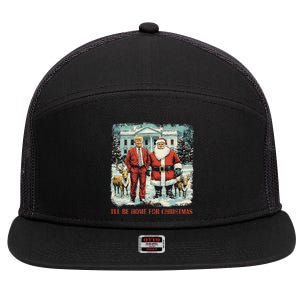 Funny Trump Xmas Santa ILl Be Home For Christmas Costume 7 Panel Mesh Trucker Snapback Hat